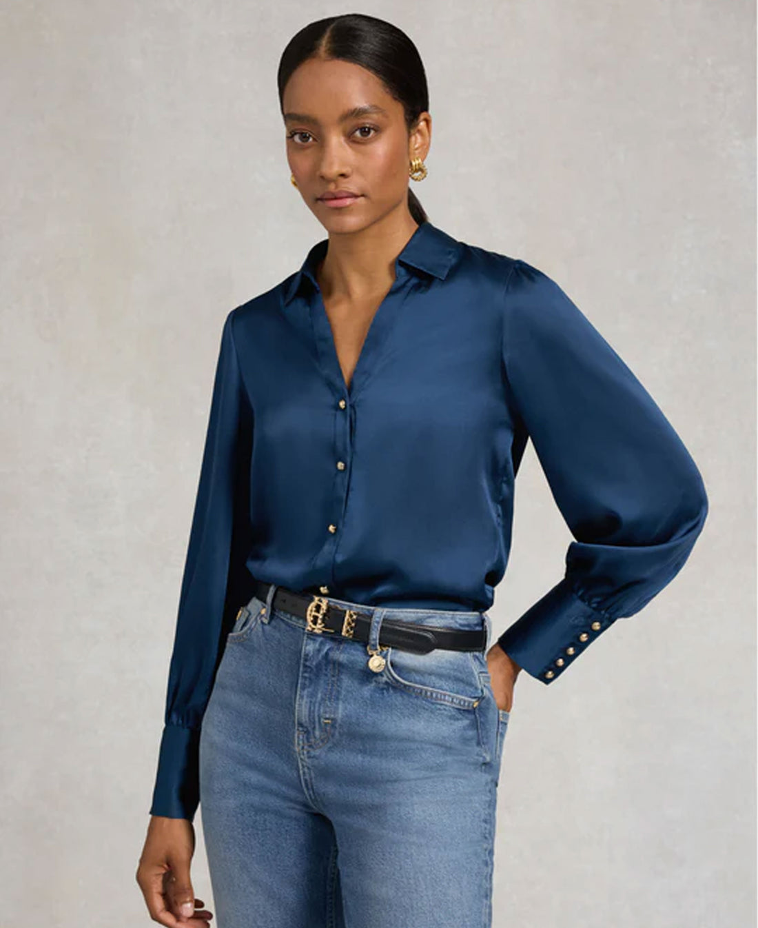 Annie V-Neck Shirt - Petrol