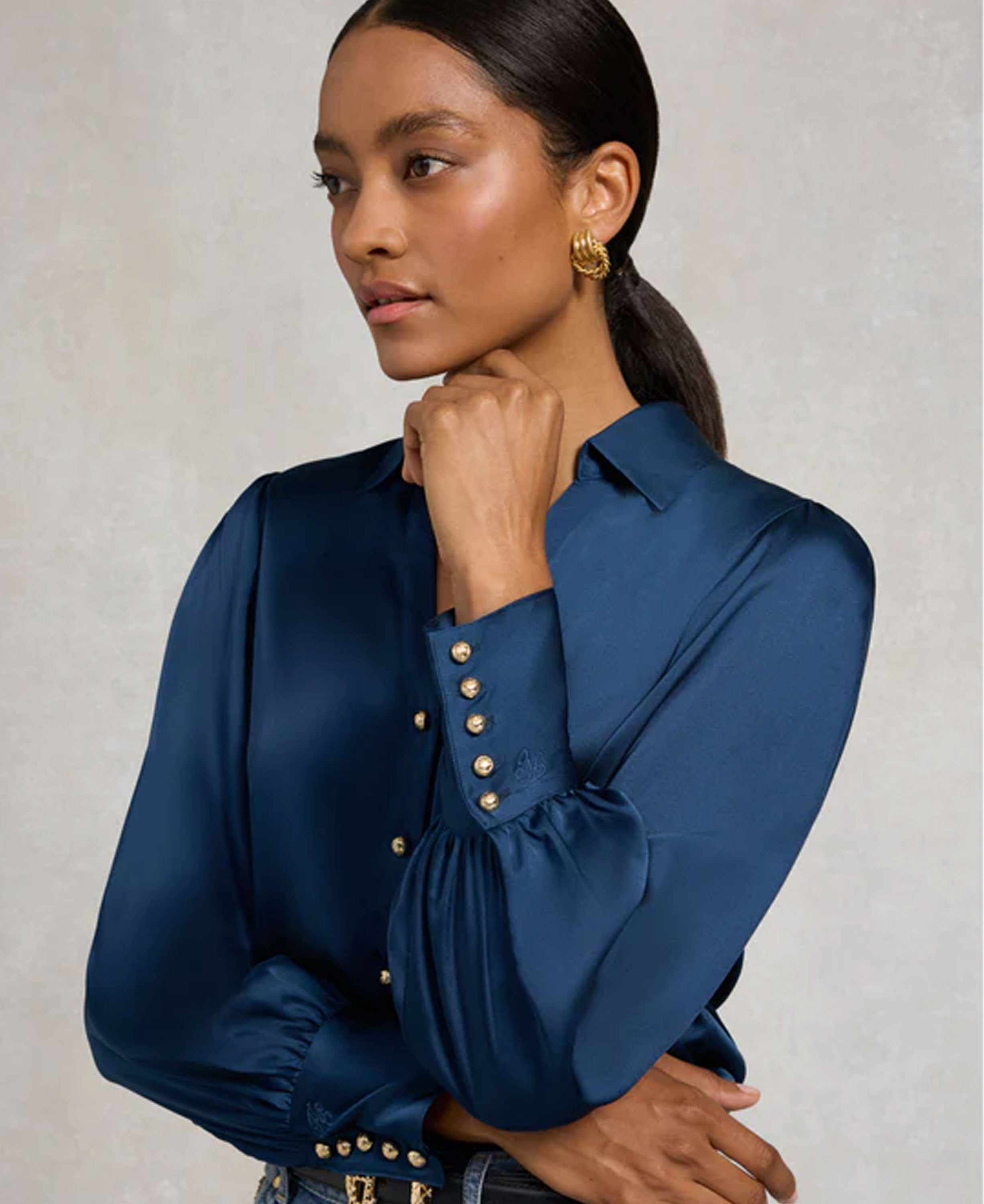 Annie V-Neck Shirt - Petrol