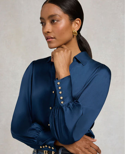 Annie V-Neck Shirt - Petrol