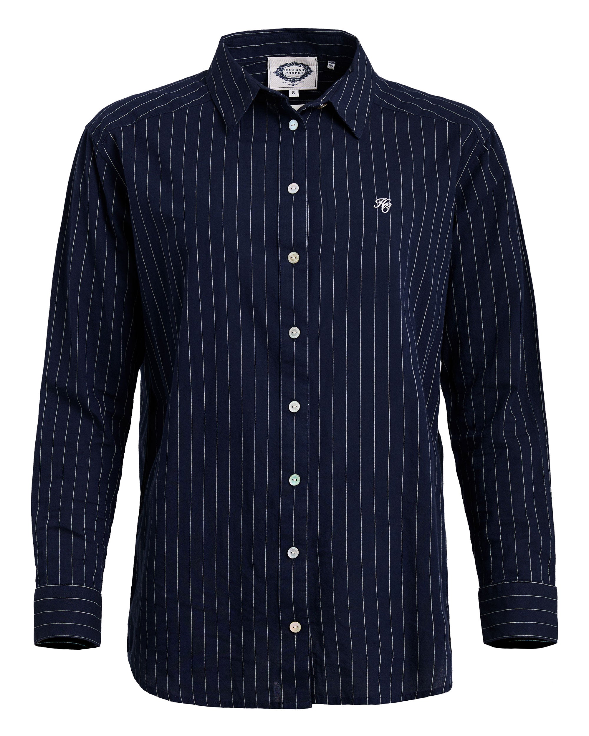 Athena Shirt - Navy Pinstripe