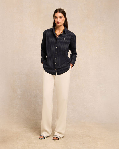 Athena Shirt - Navy Pinstripe