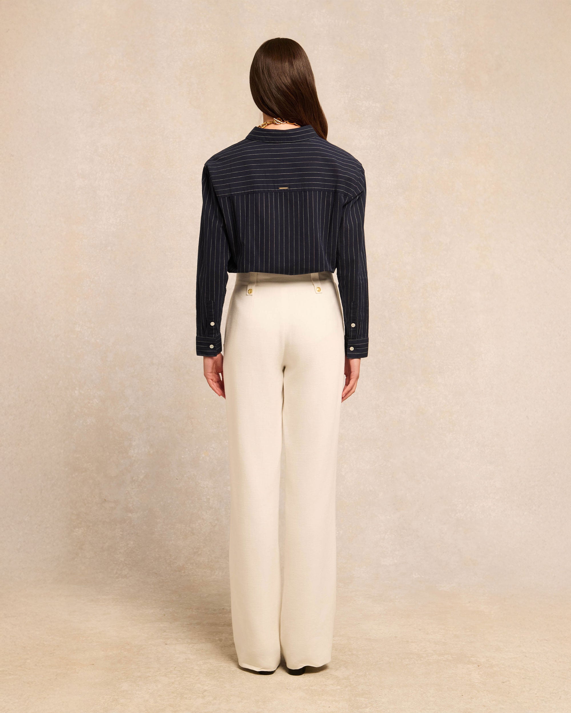 Athena Shirt - Navy Pinstripe