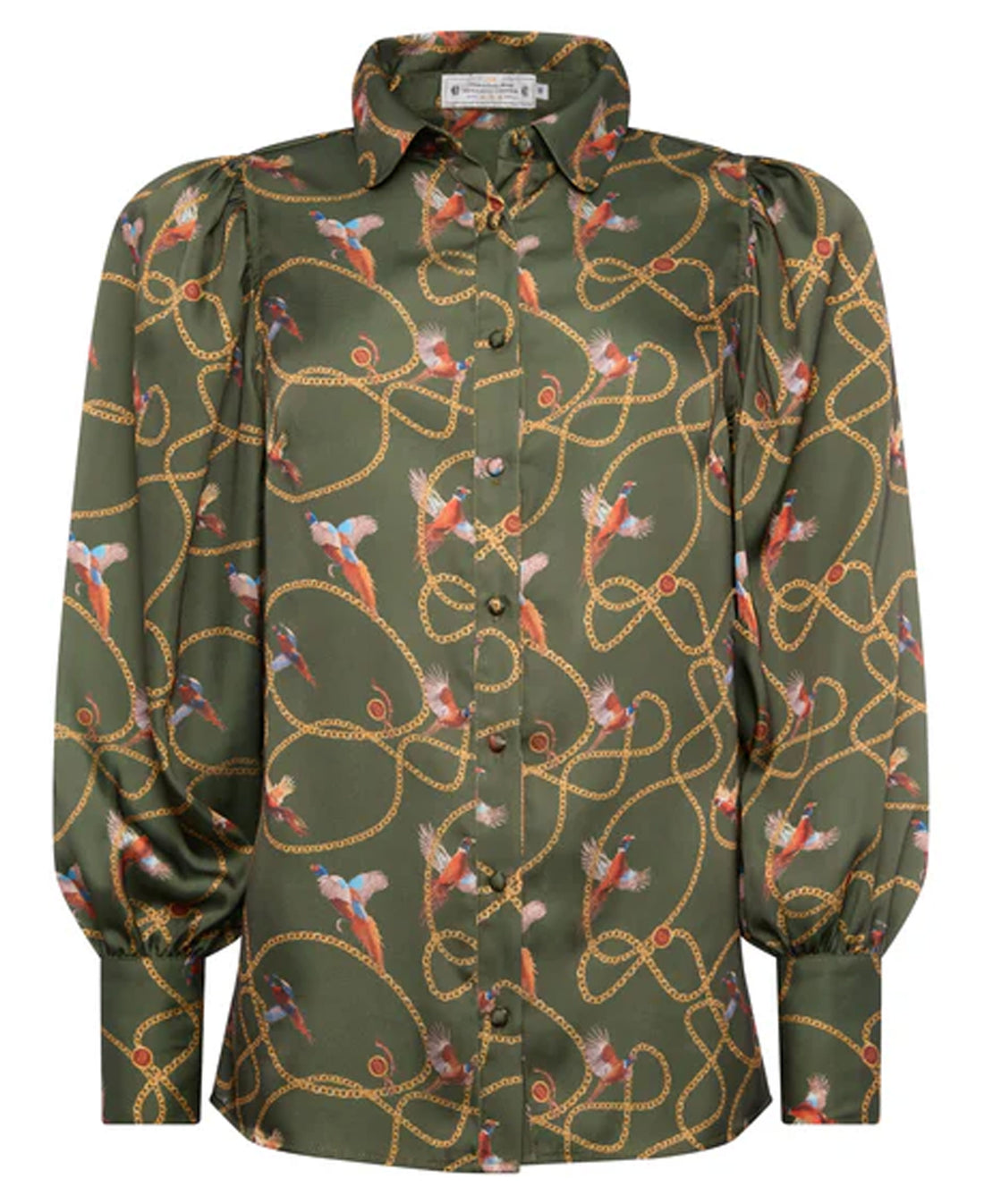 Isla Satin Shirt - Khaki Pheasant