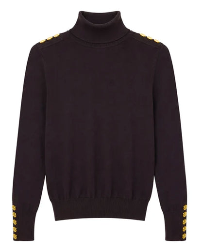 Buttoned Knit Roll Neck - Chocolate