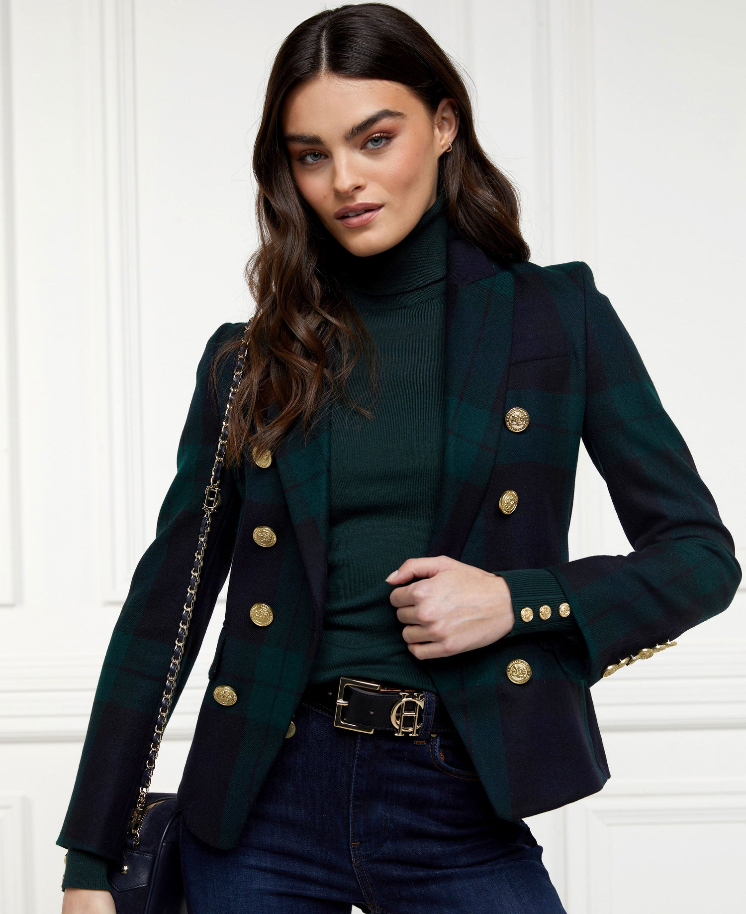 Buttoned Knit Roll Neck - Deep Emerald