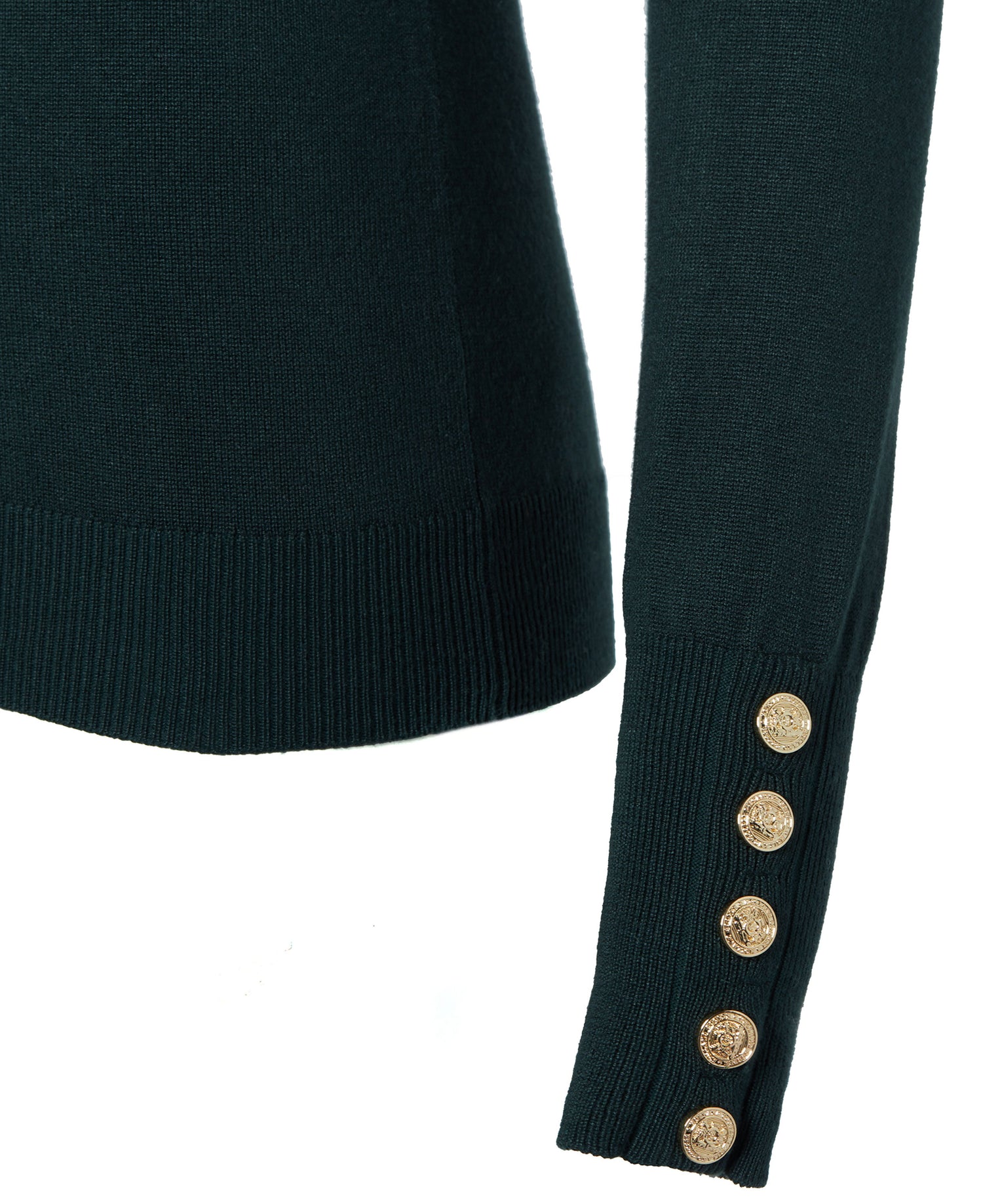 Buttoned Knit Roll Neck - Deep Emerald