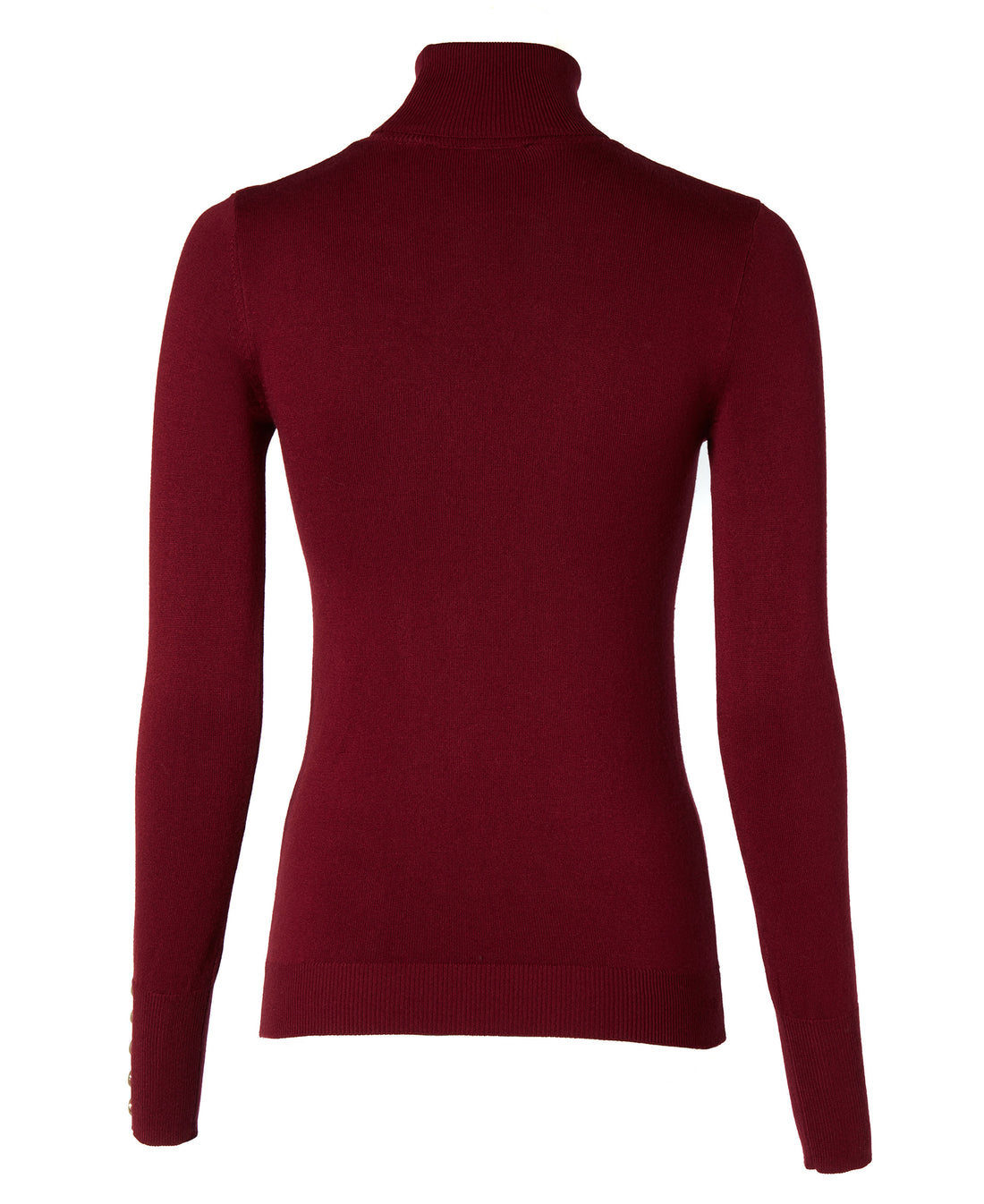 Buttoned Knit Roll Neck - Wine