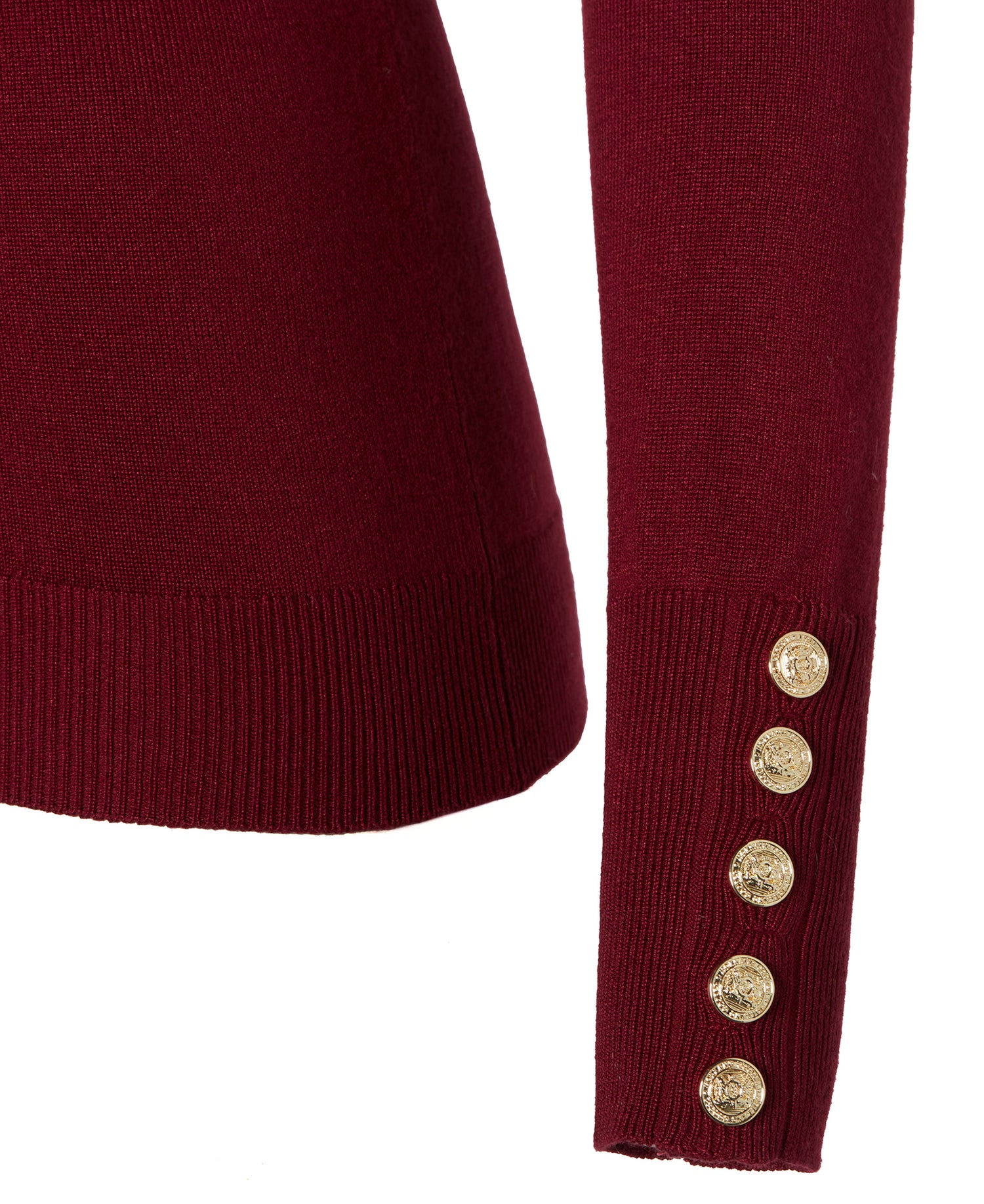 Buttoned Knit Roll Neck - Wine