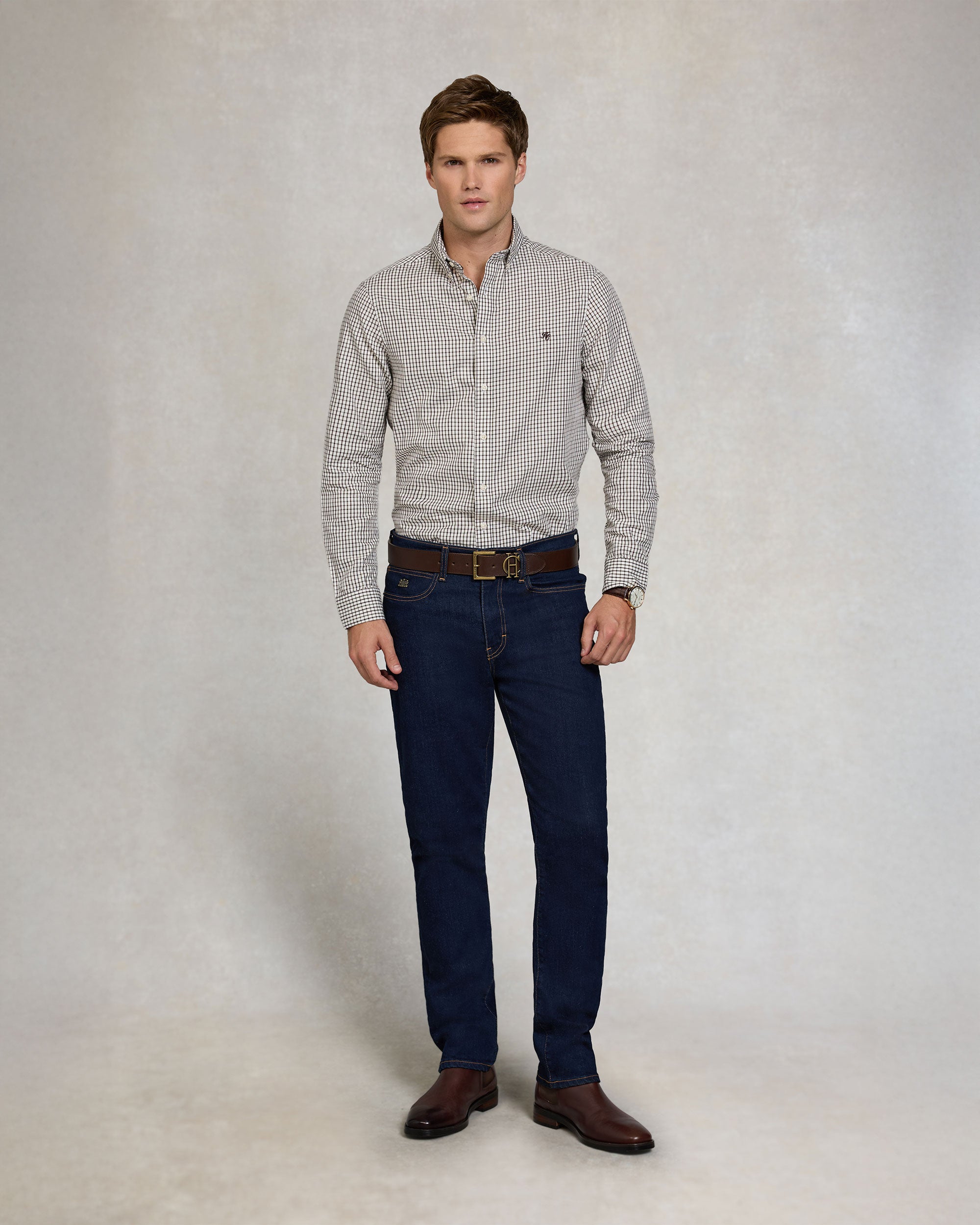 Classic Woven Button Down Shirt - Cheltenham Check Green