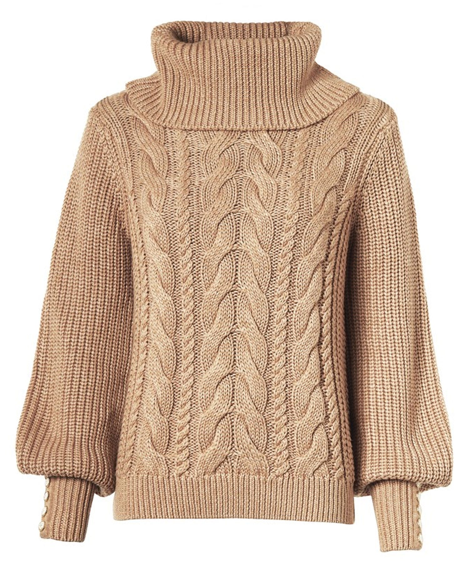 Corded Roll Neck Knit - Camel