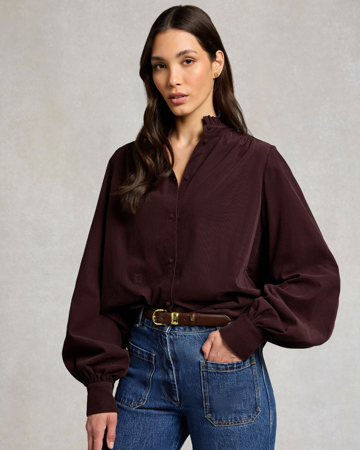 Country Cord Blouse - Chocolate