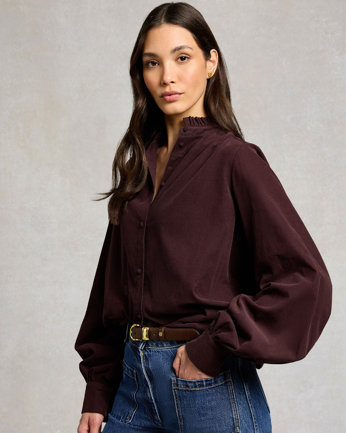 Country Cord Blouse - Chocolate