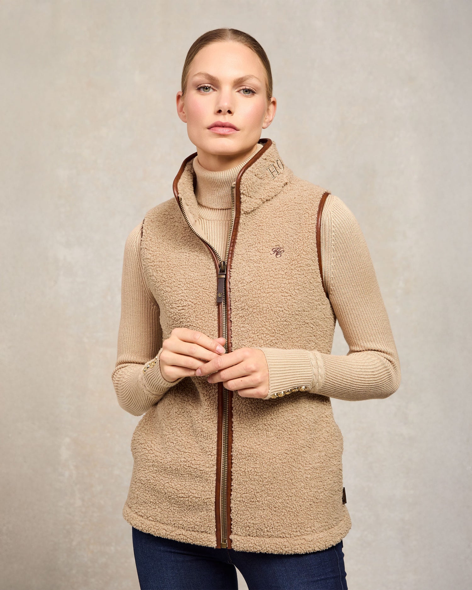 Country Fleece Gilet - Natural Borg