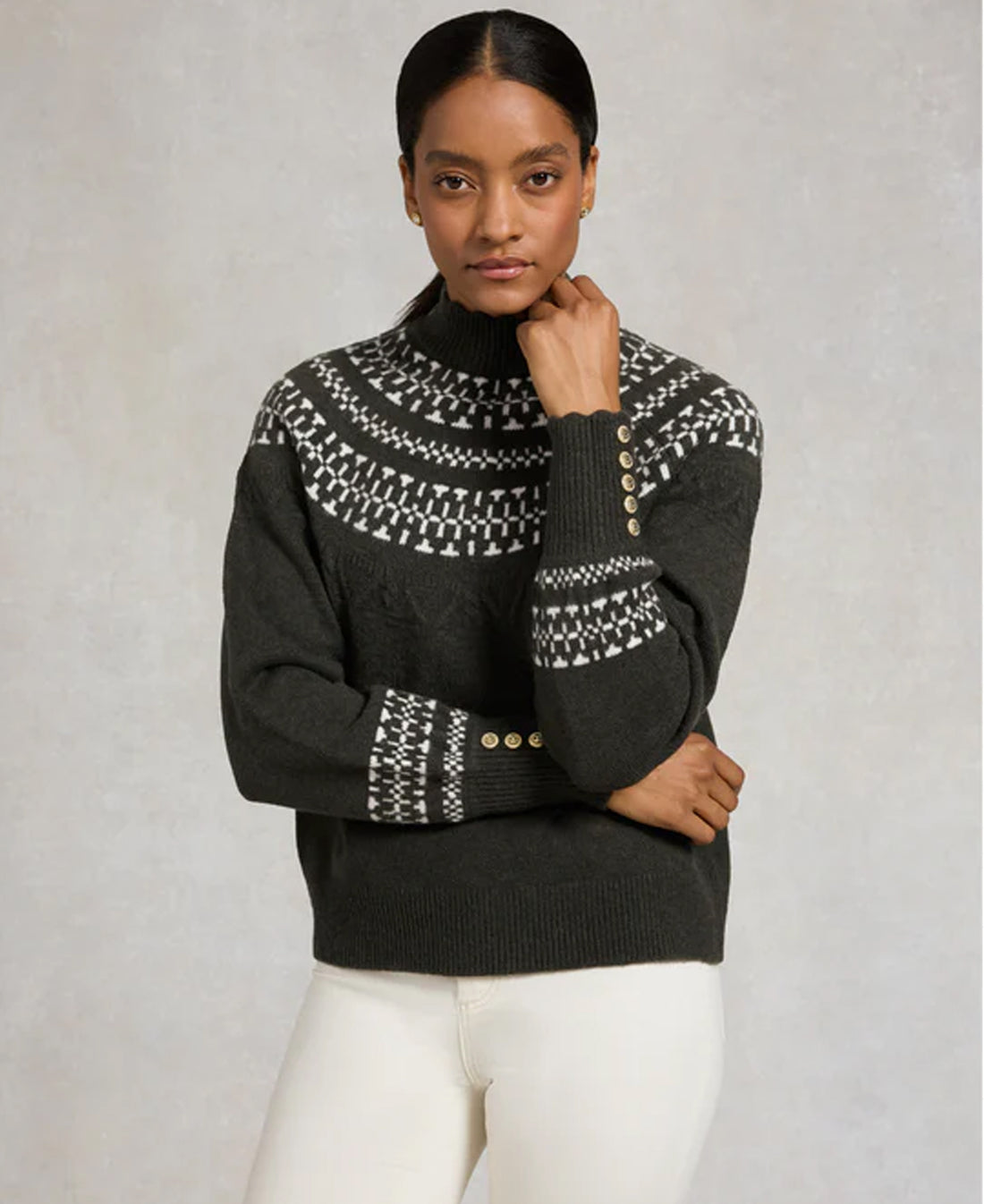 Elodie Roll Neck Knit - Forest Green