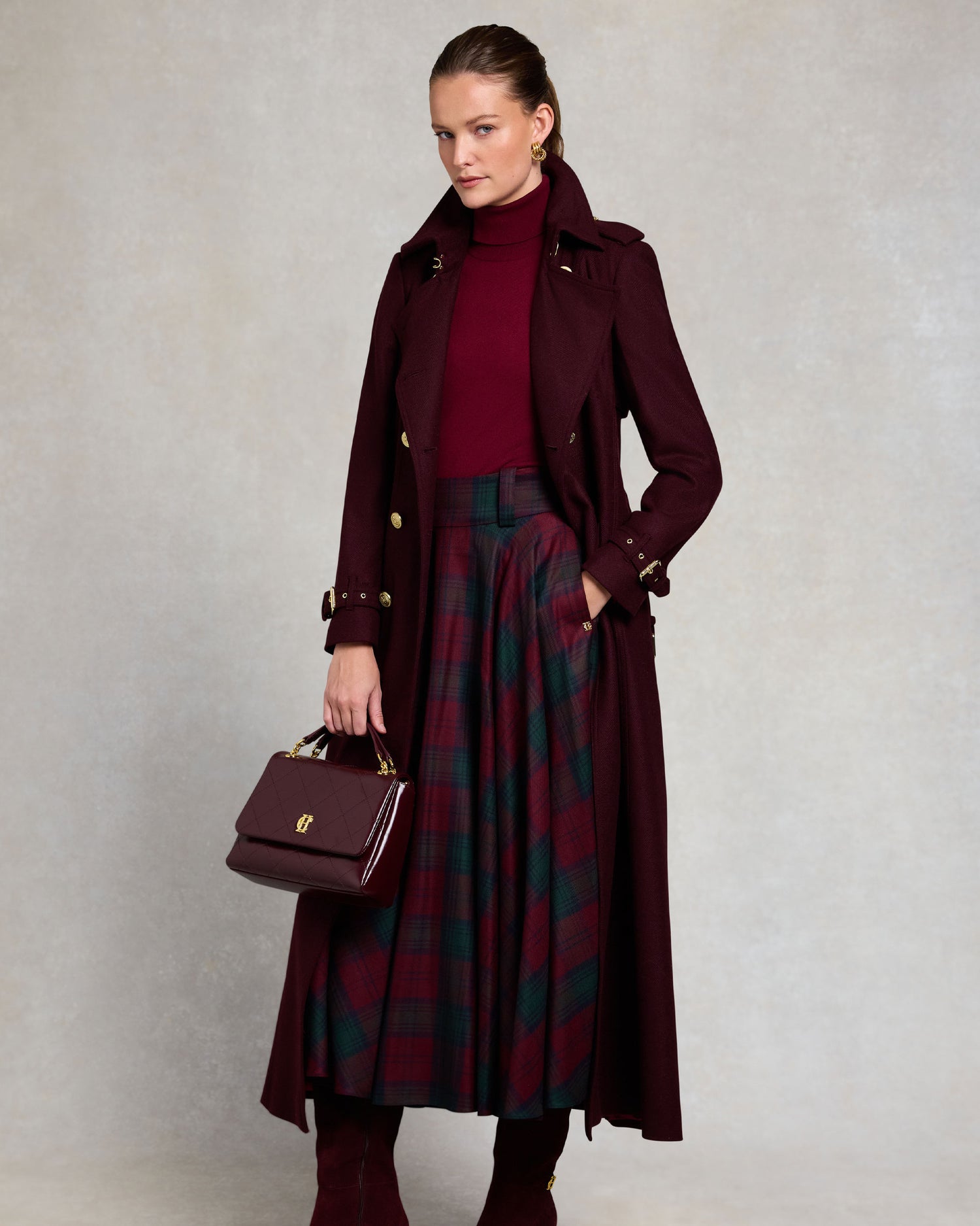 Full Length Marlborough Trench Coat - Mulberry