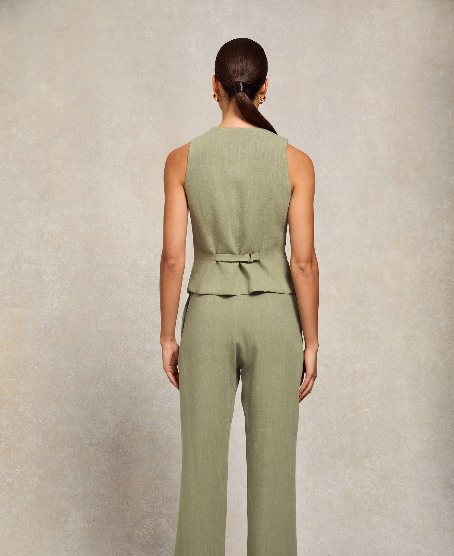 Hampton Waistcoat - Sage Linen