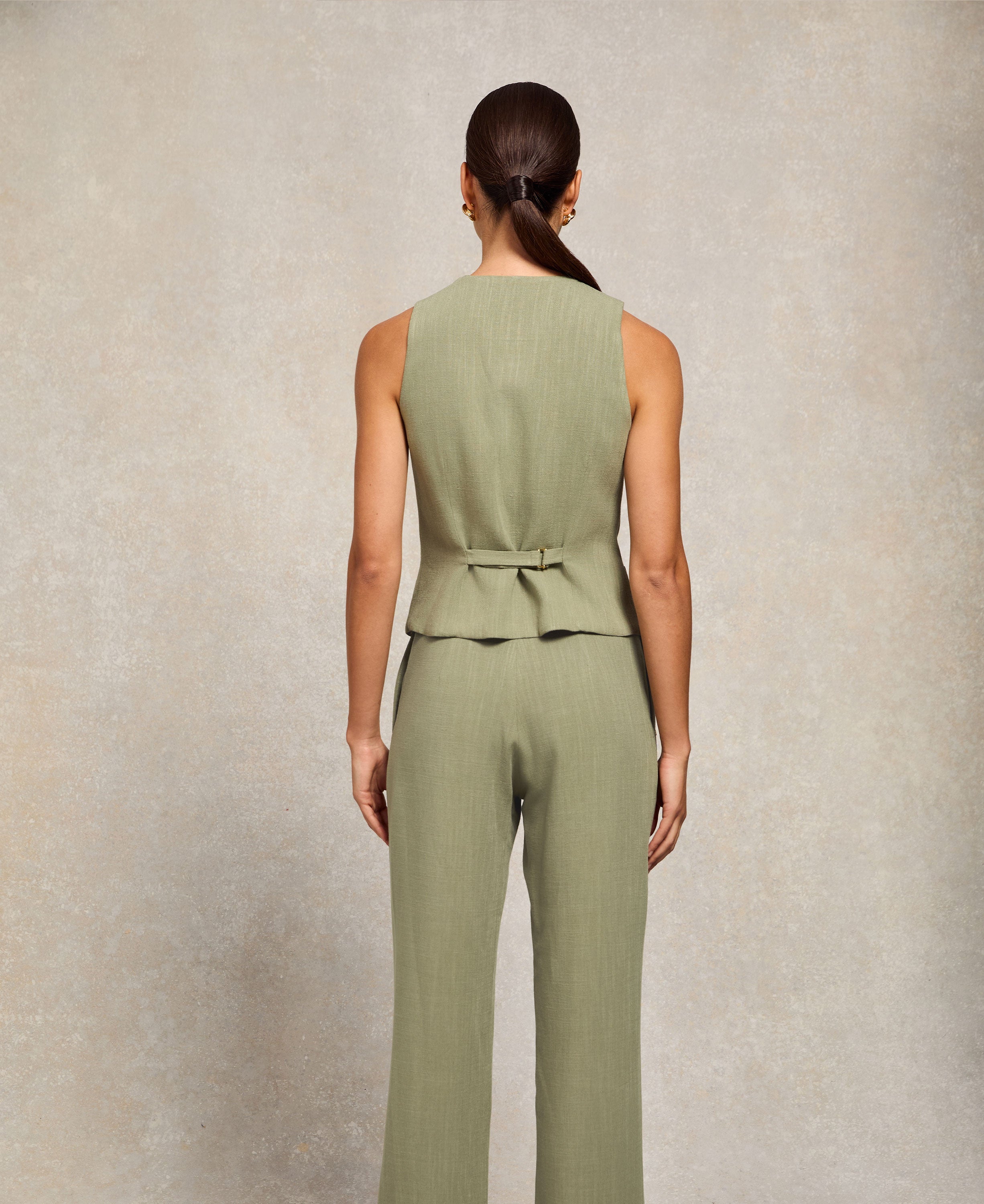 Hampton Waistcoat - Sage Linen