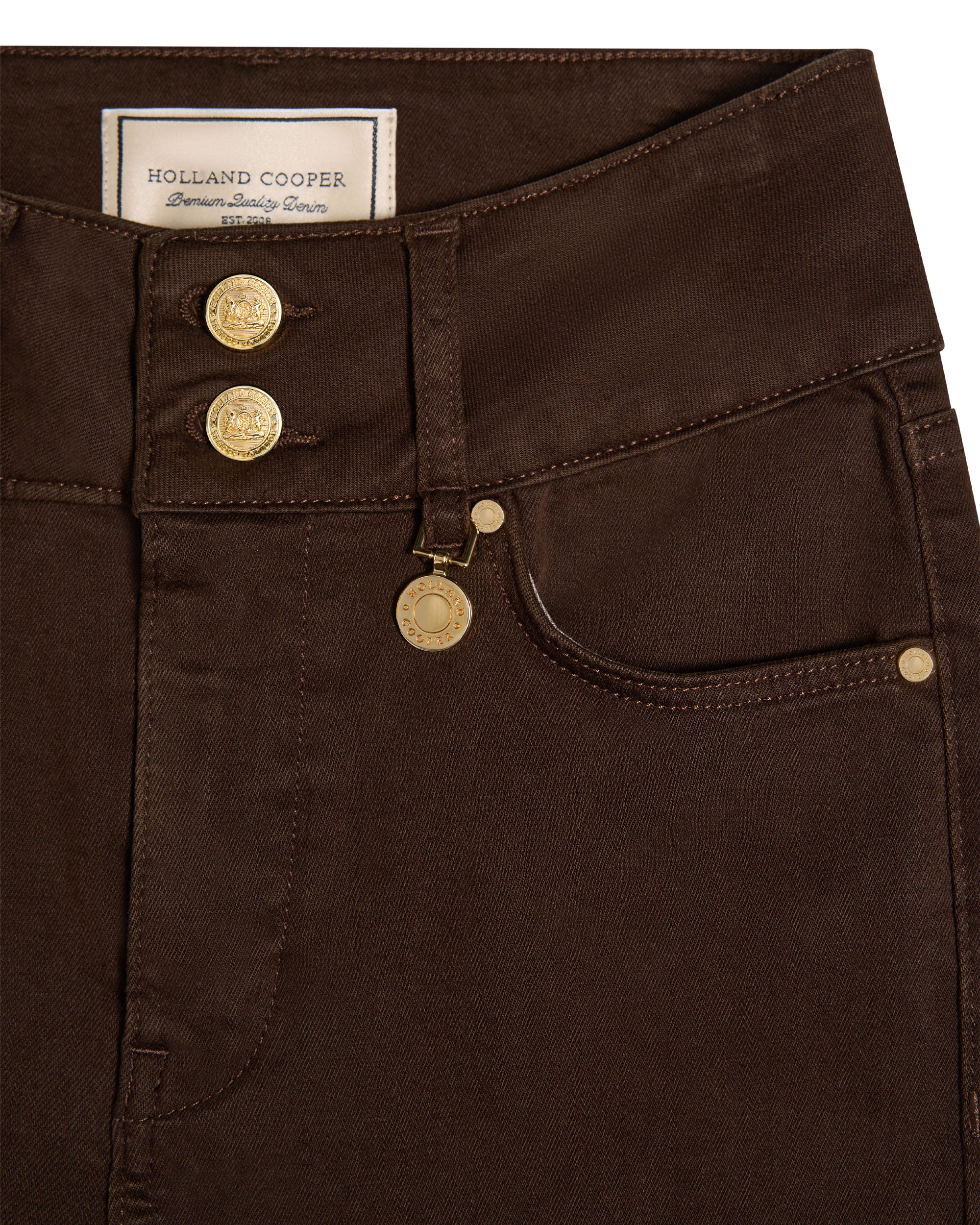 High Rise Flared Jean - Chocolate