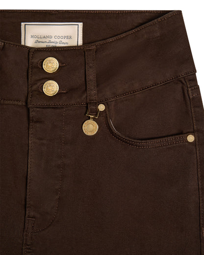 High Rise Flared Jean - Chocolate