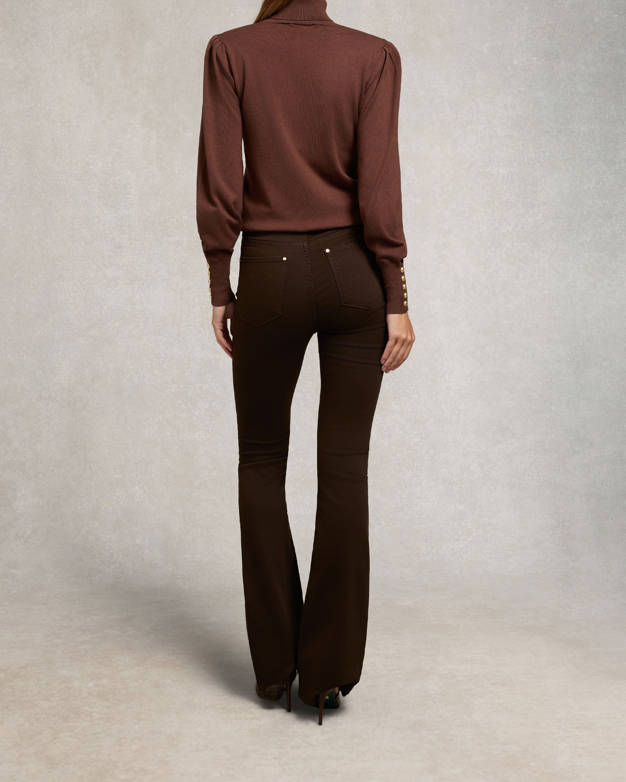 High Rise Flared Jean - Chocolate