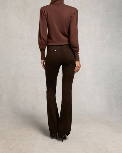 High Rise Flared Jean - Chocolate