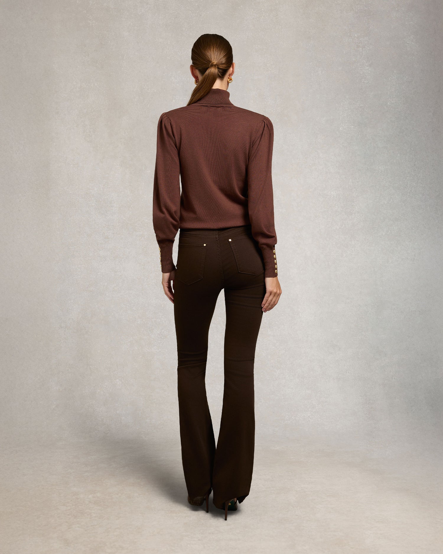 High Rise Flared Jean - Chocolate