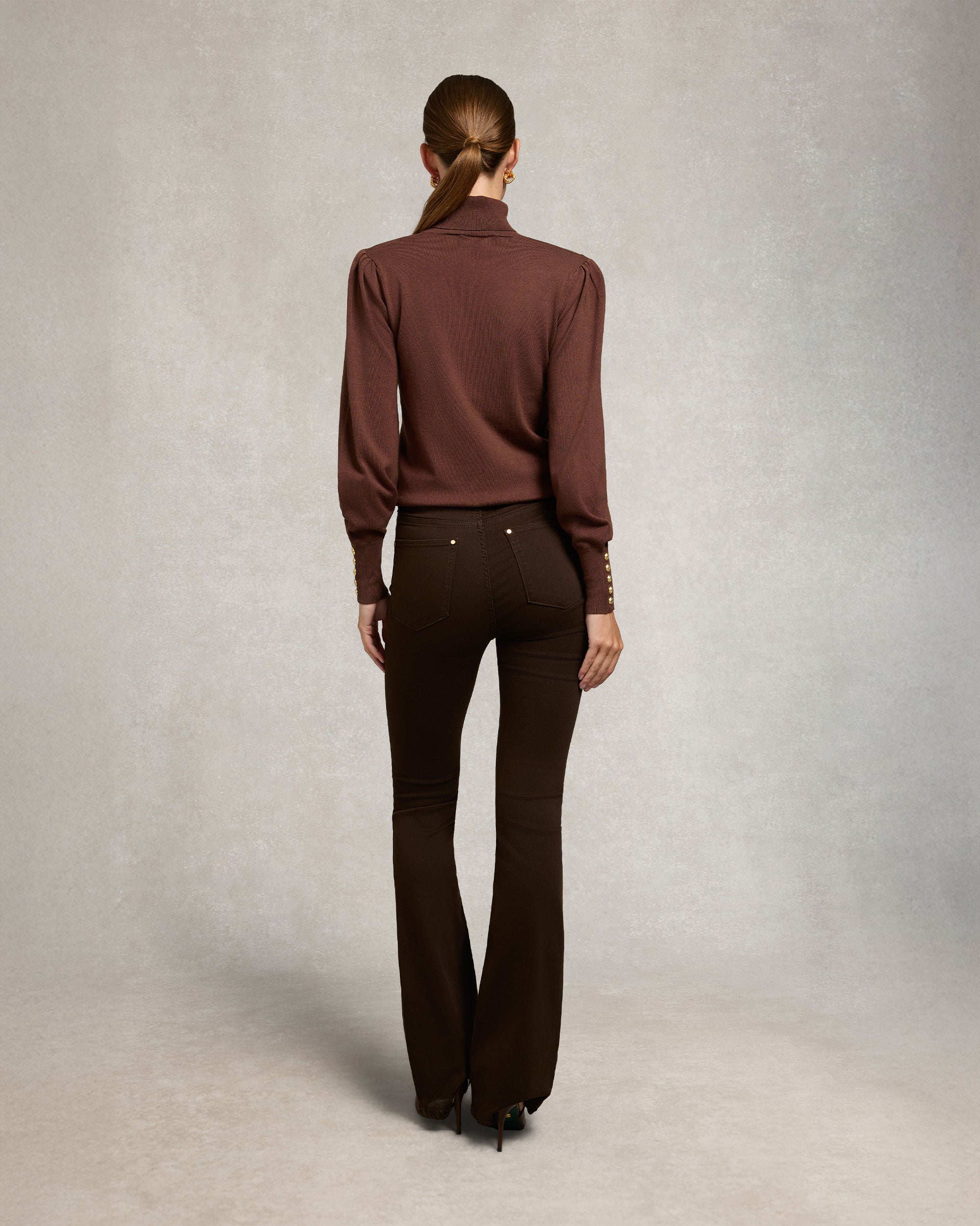 High Rise Flared Jean - Chocolate