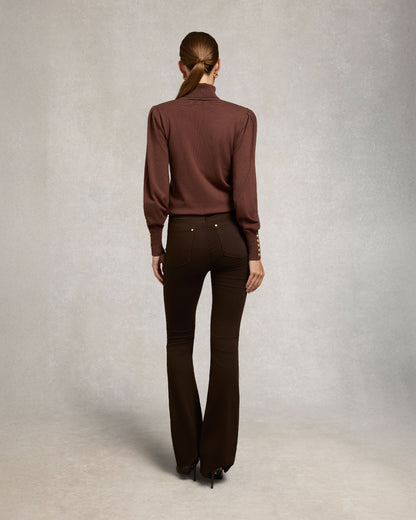 High Rise Flared Jean - Chocolate