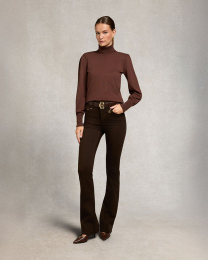 High Rise Flared Jean - Chocolate