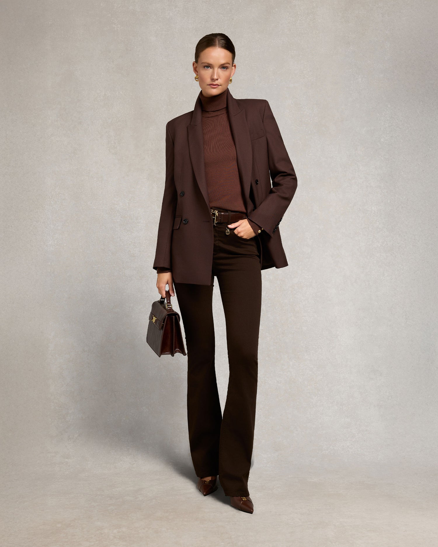 High Rise Flared Jean - Chocolate