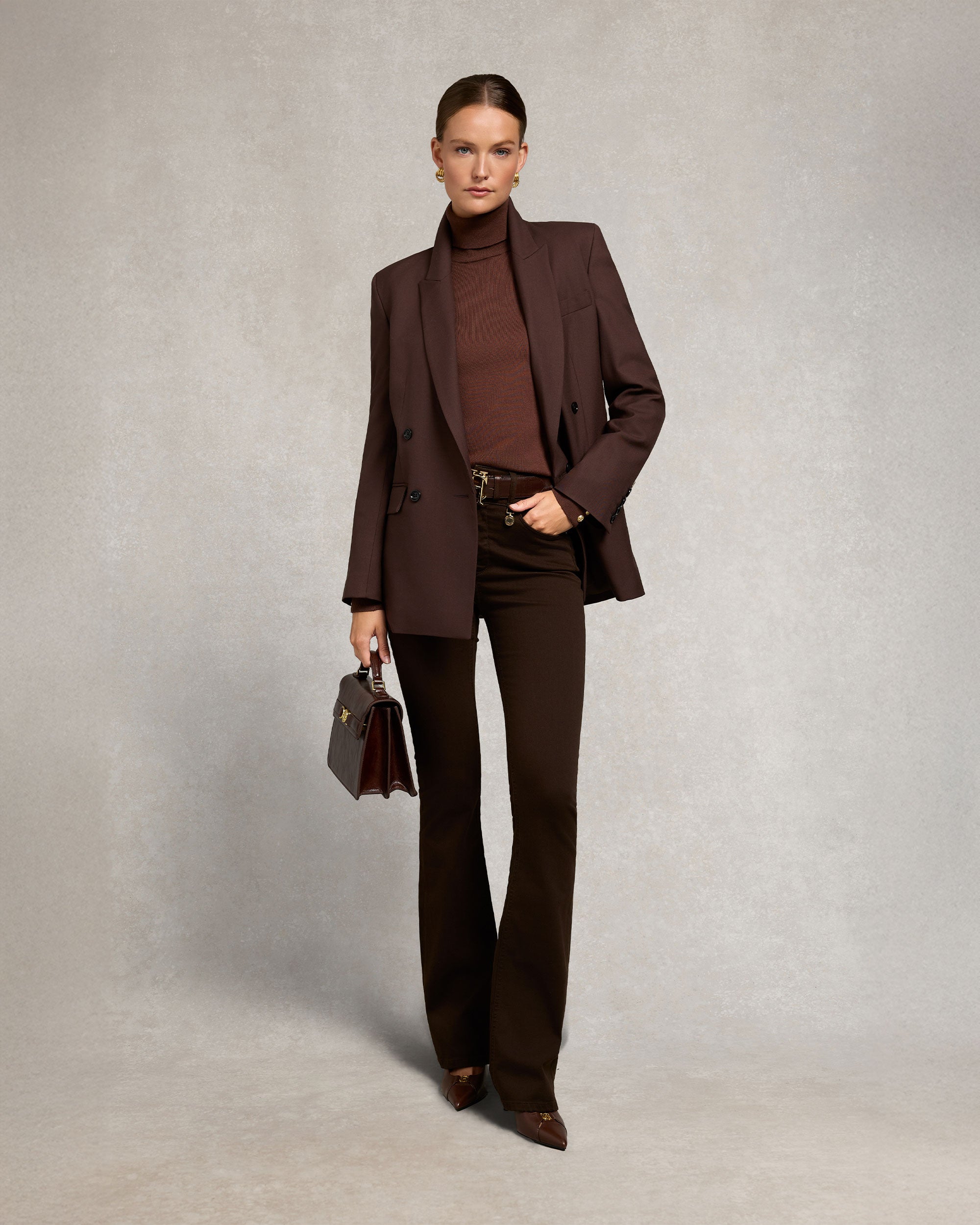 High Rise Flared Jean - Chocolate