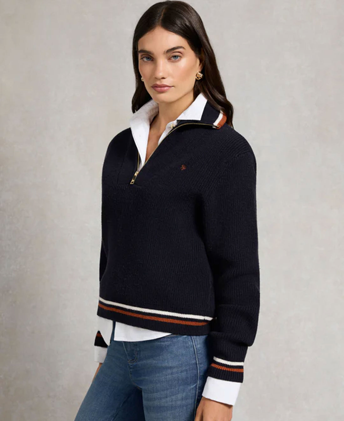 Jessica Quarter Zip Knit - Ink Navy