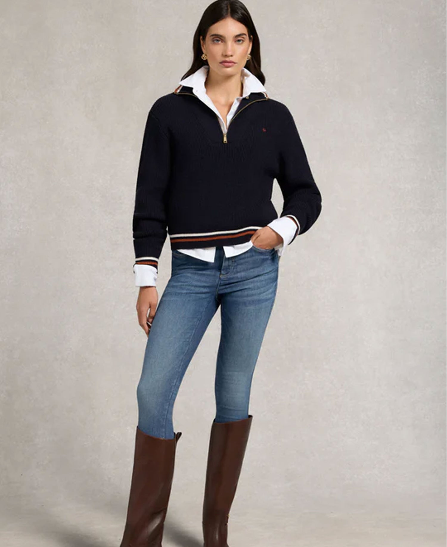 Jessica Quarter Zip Knit - Ink Navy
