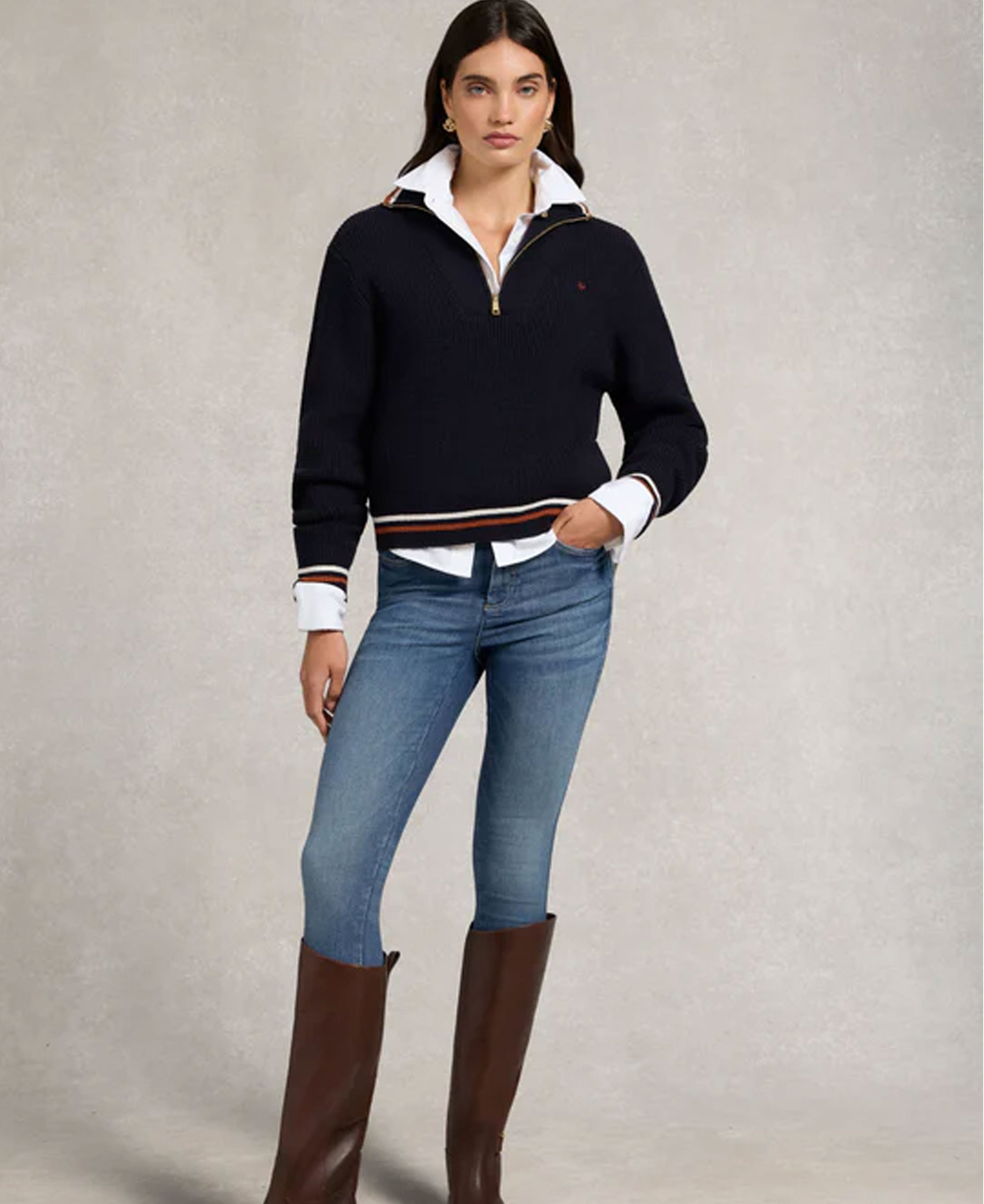 Jessica Quarter Zip Knit - Ink Navy