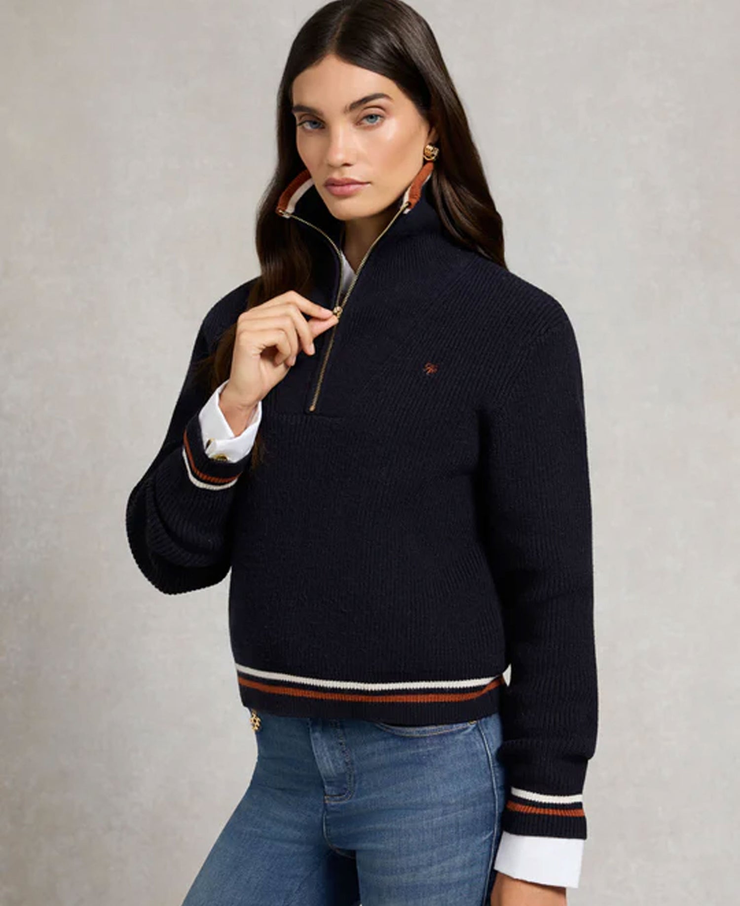 Jessica Quarter Zip Knit - Ink Navy