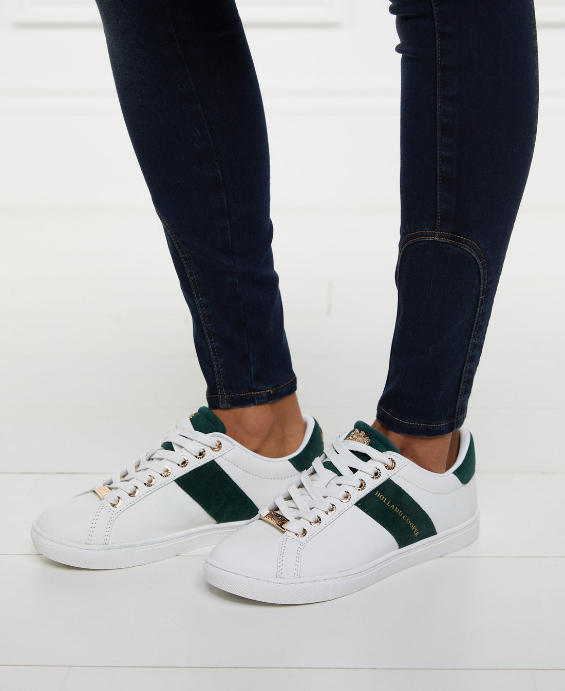 Knightsbridge Court Trainer - White/Racing Green