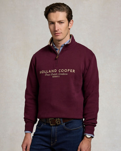 Heritage Quarter Zip Sweat - Mulberry