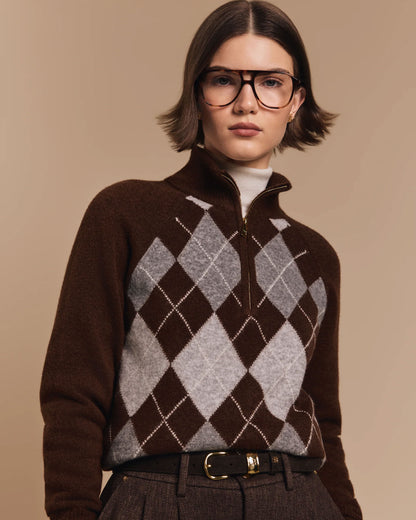 Oakmont Quarter Zip Knit - Chocolate