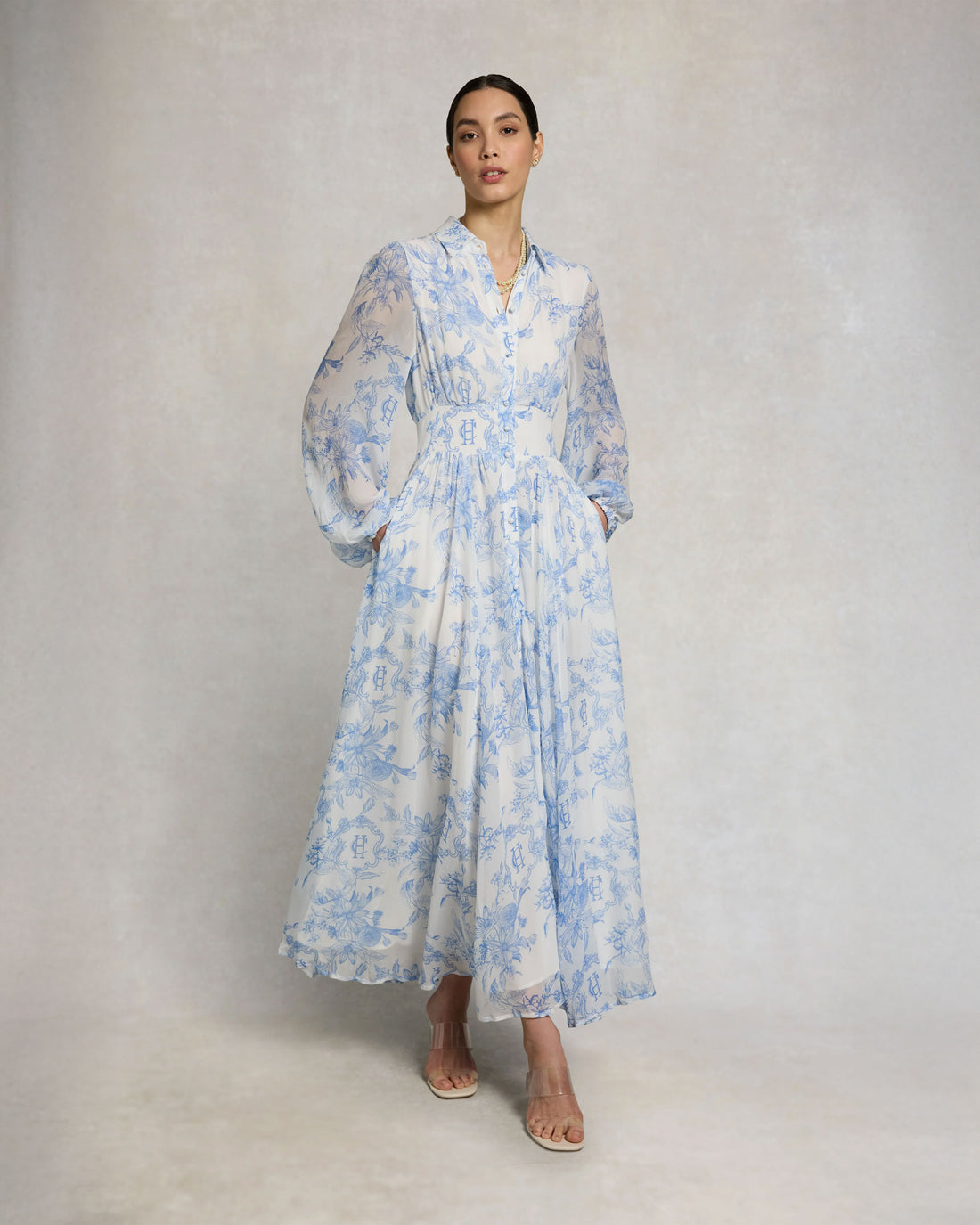 Paros Shirt Dress - English Blue Garden