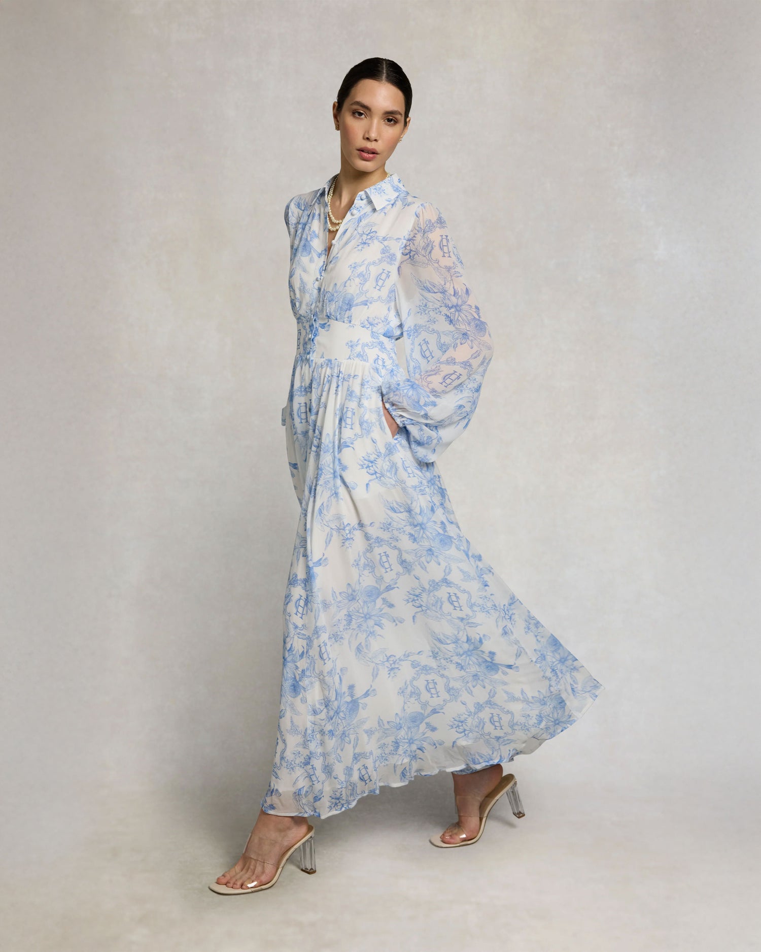 Paros Shirt Dress - English Blue Garden