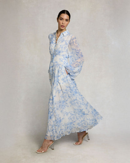 Paros Shirt Dress - English Blue Garden