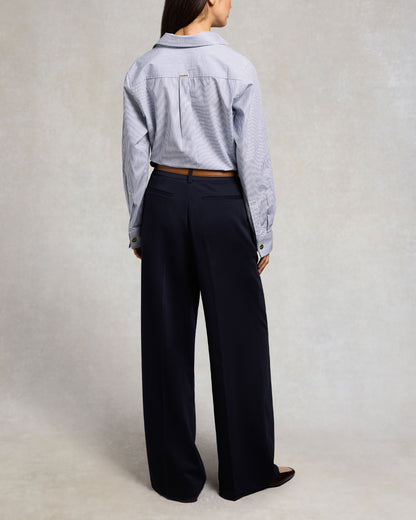 Pleated Wide Leg Trouser - Ink Navy