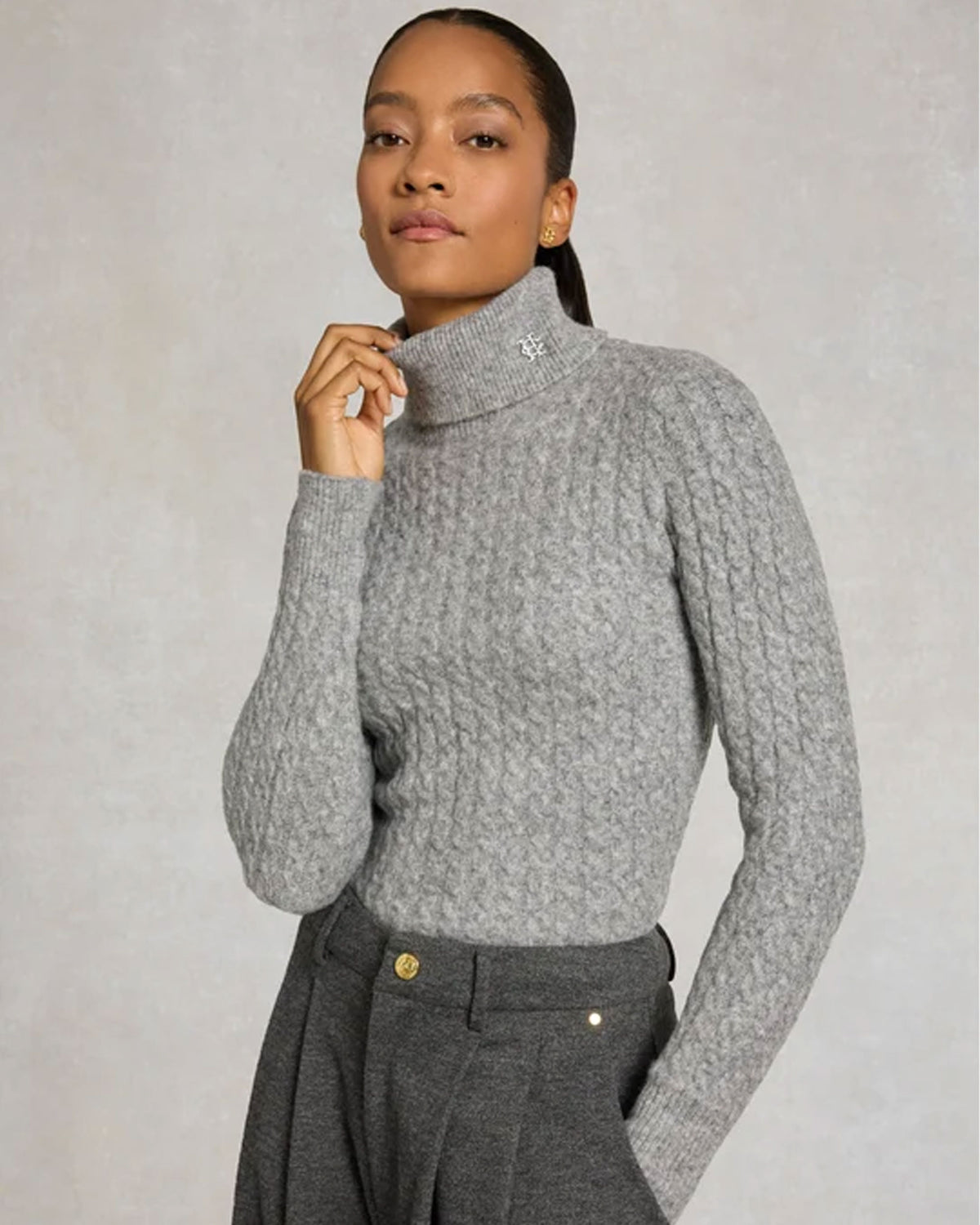 Polly Roll Neck Knit - Grey