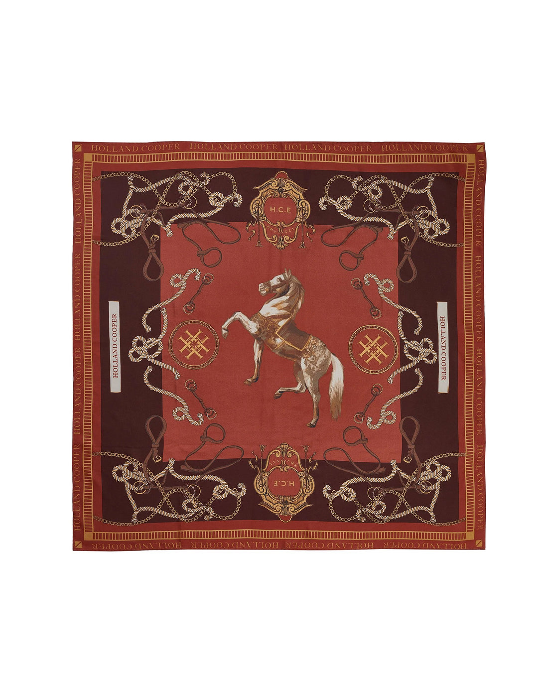 Regal Horse Silk Scarf - Caramel