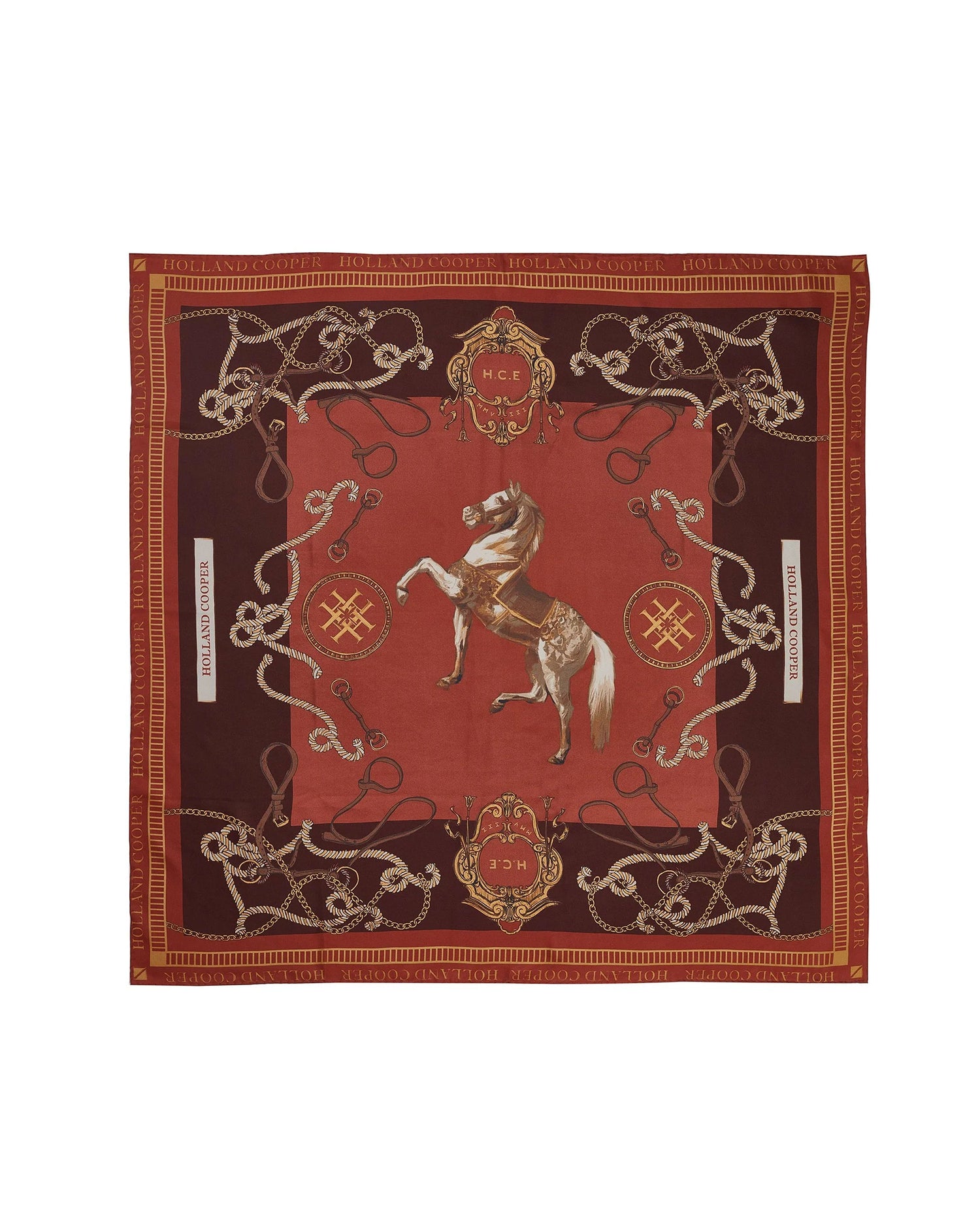 Regal Horse Silk Scarf - Caramel