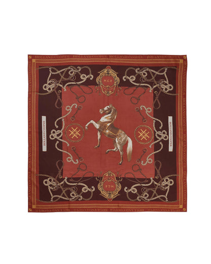 Regal Horse Silk Scarf - Caramel
