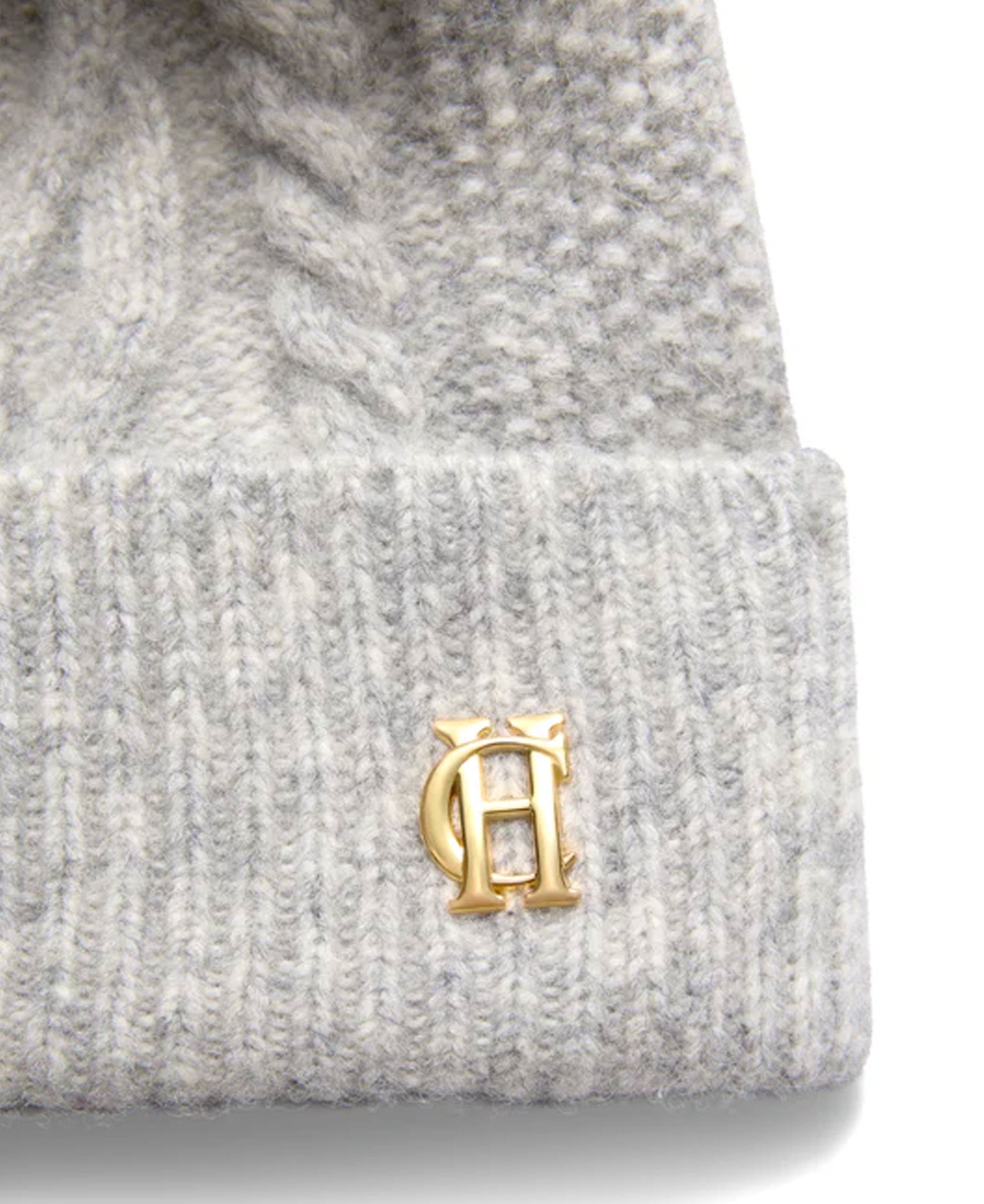Sloane Cable Bobble Hat - Grey Marl