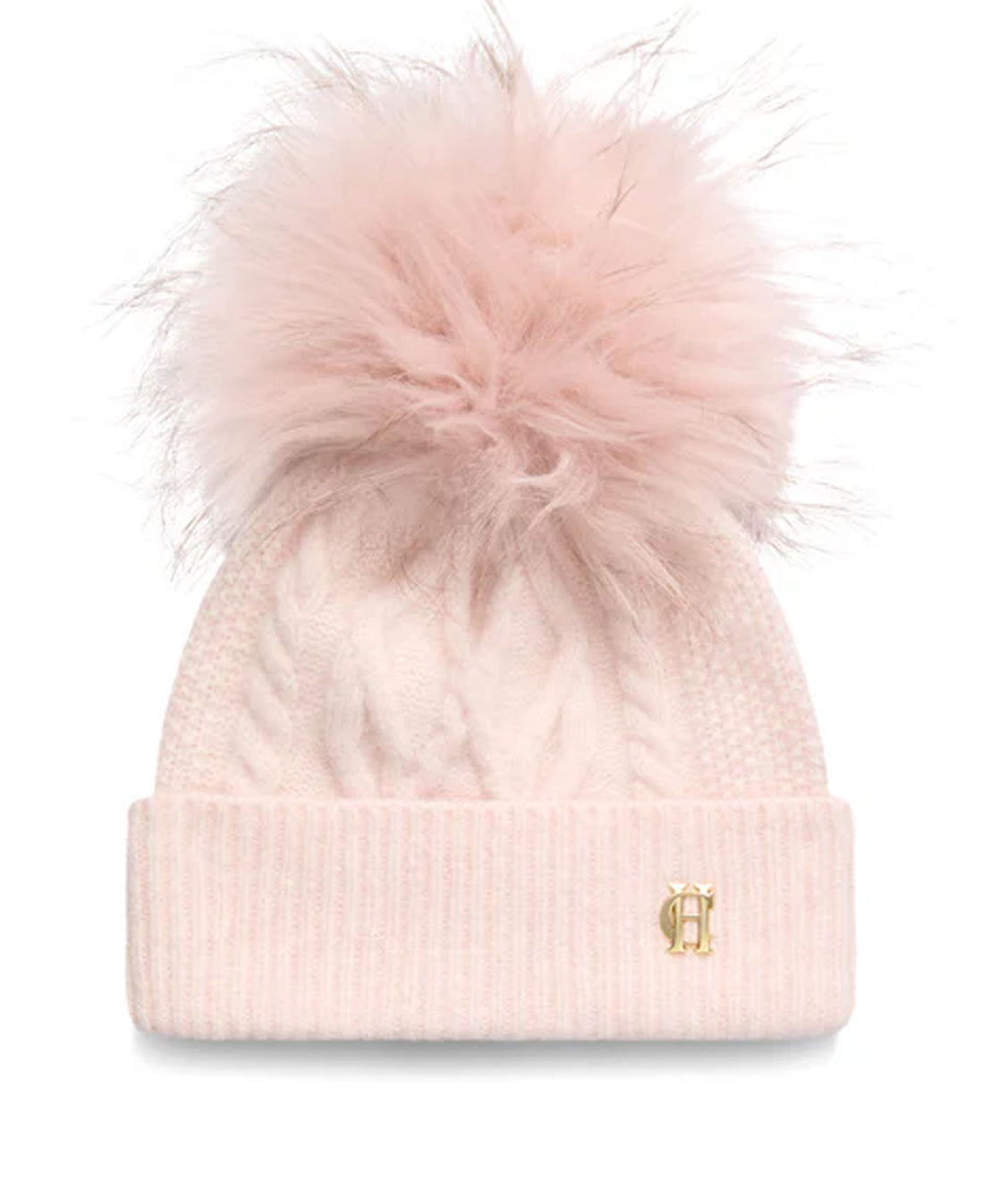 Sloane Cable Bobble Hat - Soft Pink