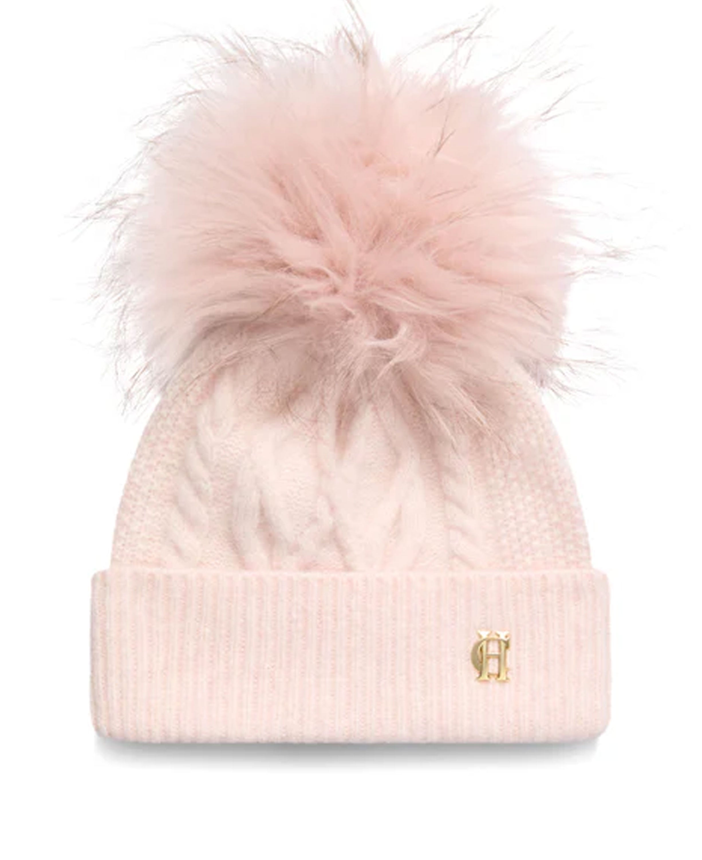 Sloane Cable Bobble Hat - Soft Pink