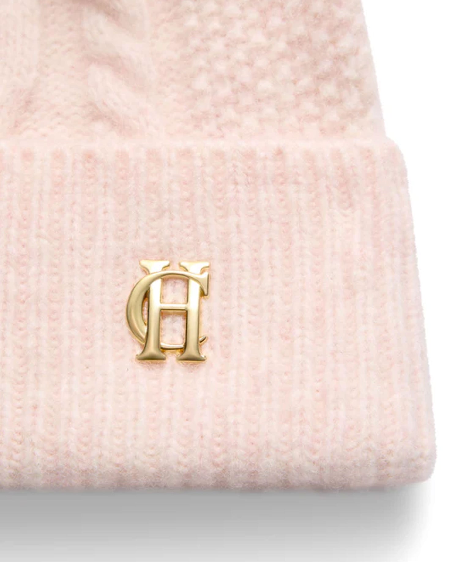 Sloane Cable Bobble Hat - Soft Pink
